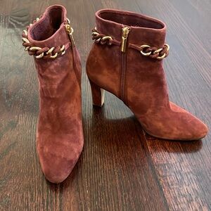 Karl Lagerfeld Maroon Suede Booties with chain.  Sz 7